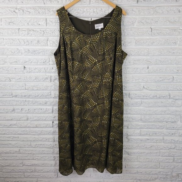 Studio I Womens Dress 22W Plus Sleeveless Shift Green Geometric Zip GEO173E - Picture 1 of 10